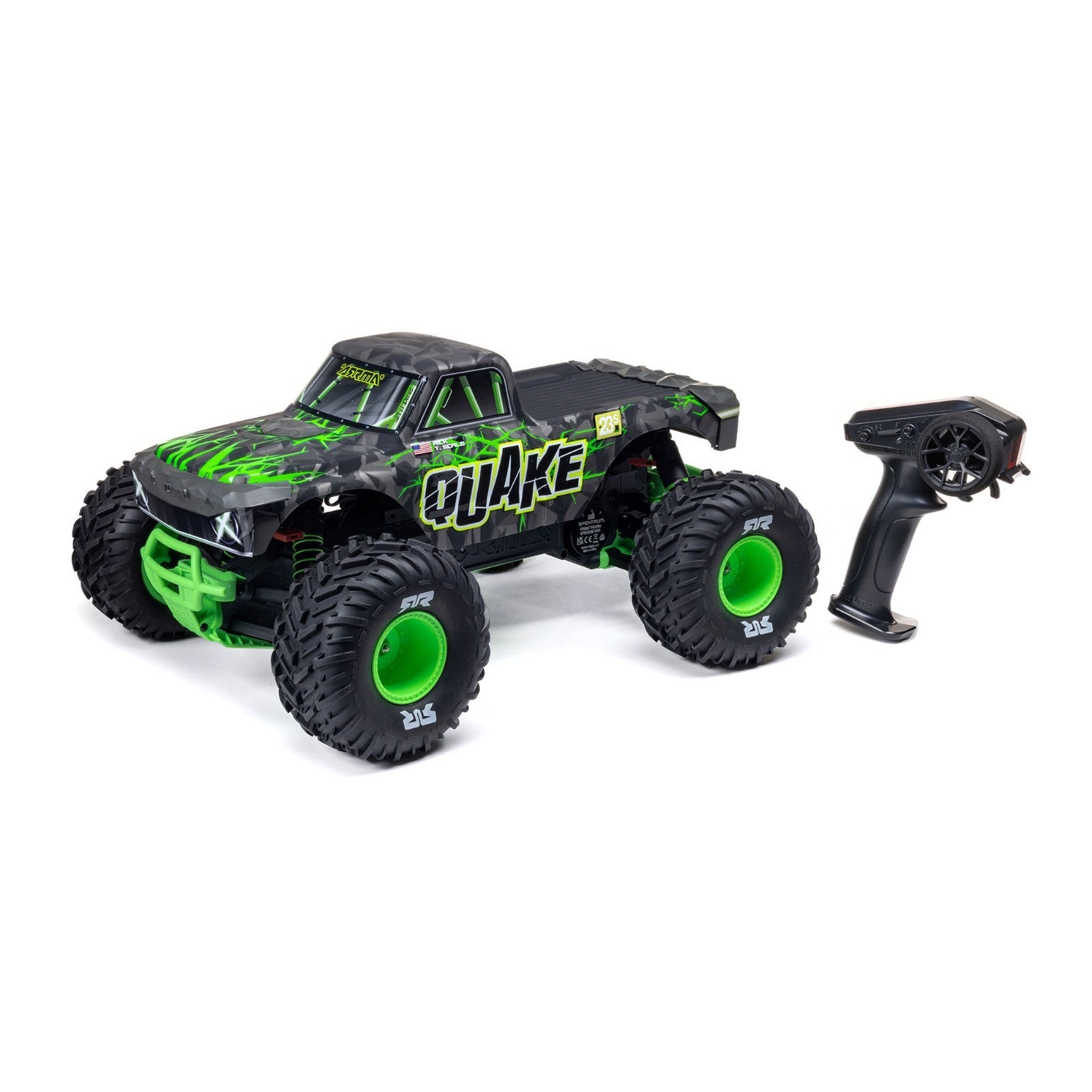 ARRMA 1/10 QUAKE 223S DSC 2WD RTR Brushless Monster Truck, Green ARA3537T2