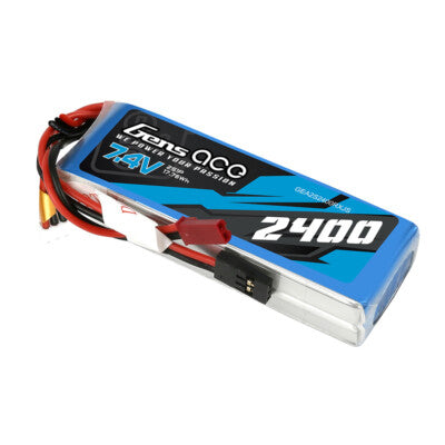 Gens Ace 2400mAh 7.4V 2S Receiver RX Lipo Battery Pack With JST-SYP Plug