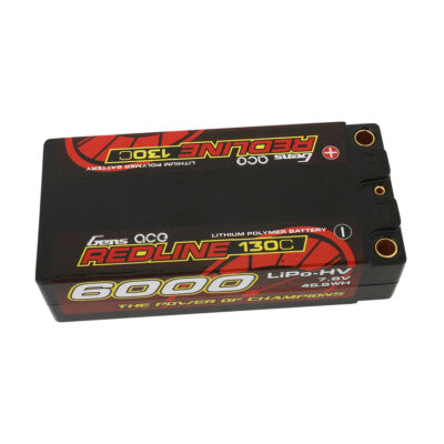 2x Gens Ace Redline 6000mAh 2S 7.6V 130C RC HardCase HV Shorty Lipo Battery