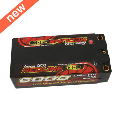 2x Gens Ace Redline 6000mAh 2S 7.6V 130C RC HardCase HV Shorty Lipo Battery