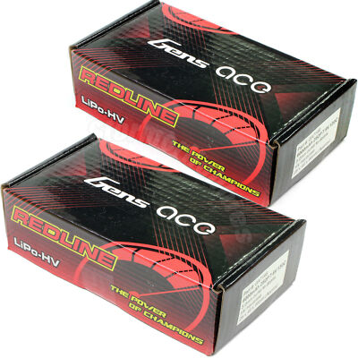 2x Gens Ace Redline 6000mAh 2S 7.6V 130C RC HardCase HV Shorty Lipo Battery