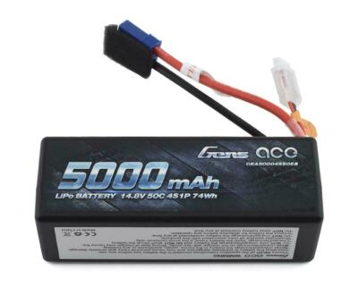 Gens Ace 5000mah 4S 14.8v 50C Lipo RC Hardcase Battery w/ EC5 Plug