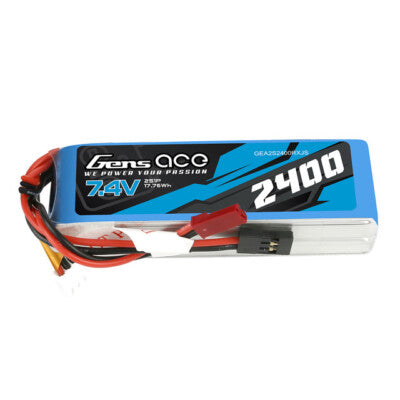 Gens Ace 2400mAh 7.4V 2S Receiver RX Lipo Battery Pack With JST-SYP Plug