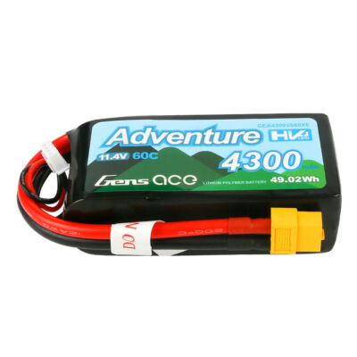 Gens Ace Adventure HV 4300mAh 11.4V 60C 3S Lipo RC Crawler Battery XT60 Plug 
