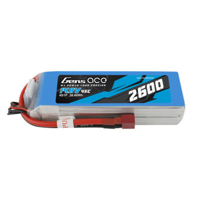Gens Ace 2600mAh 45C 4S 14.8V Lipo RC Airplane Battery Pack With Deans Plug