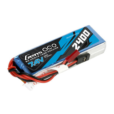 Gens Ace 2400mAh 7.4V 2S Receiver RX Lipo Battery Pack With JST-SYP Plug