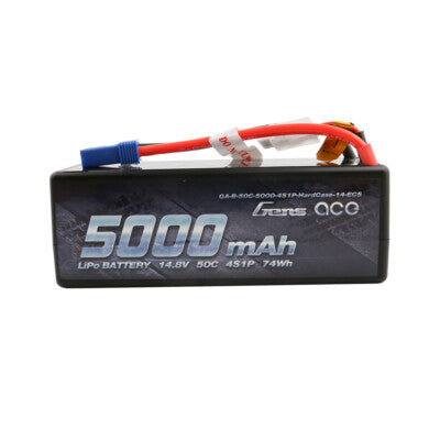 Gens Ace 5000mah 4S 14.8v 50C Lipo RC Hardcase Battery w/ EC5 Plug