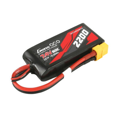 2x Gens Ace 60C 2S 7.4 V 2200mah Lipo Battery Pack With XT60 Plug : Traxxas 1/16