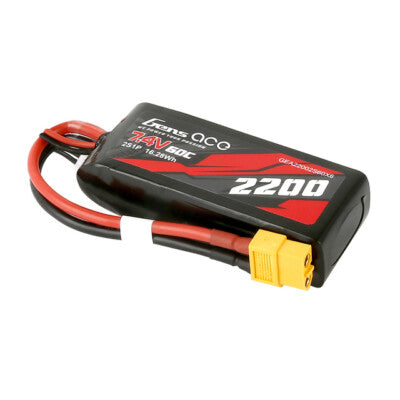 2x Gens Ace 60C 2S 7.4 V 2200mah Lipo Battery Pack With XT60 Plug : Traxxas 1/16