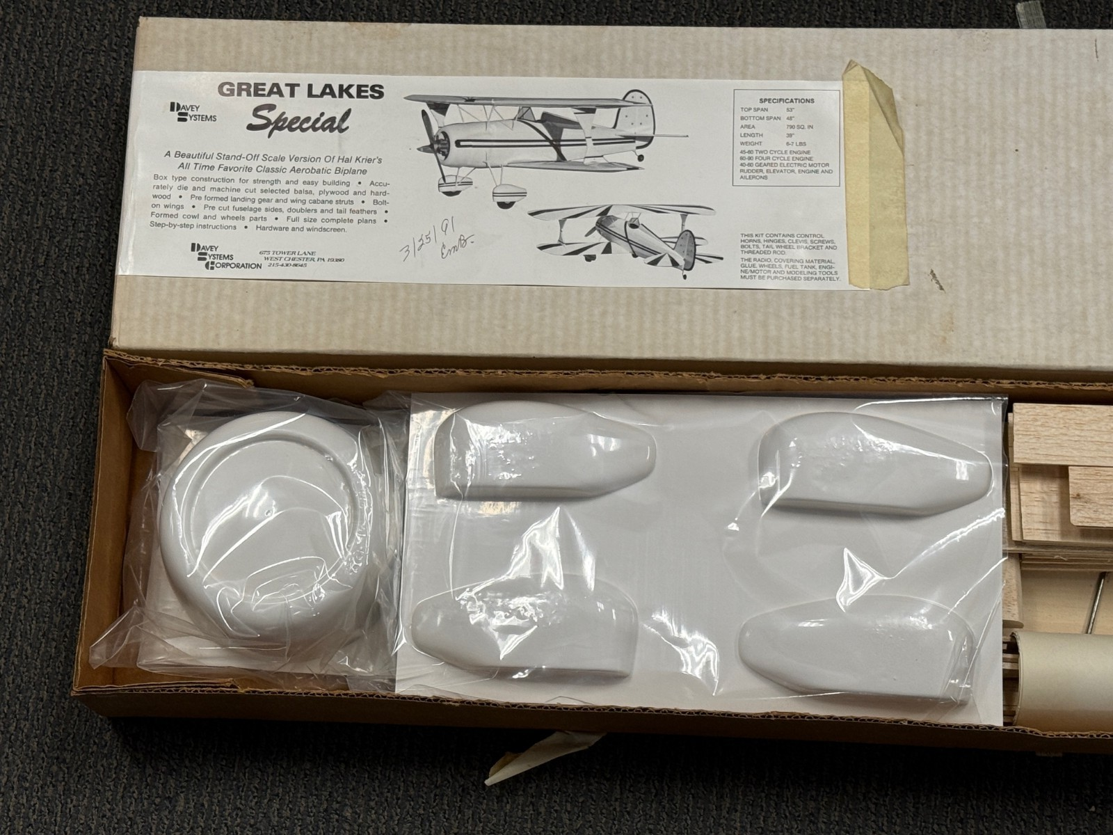 Davey Systems Great Lakes Special Balsa Wood RC Remote Control Airplane Kit