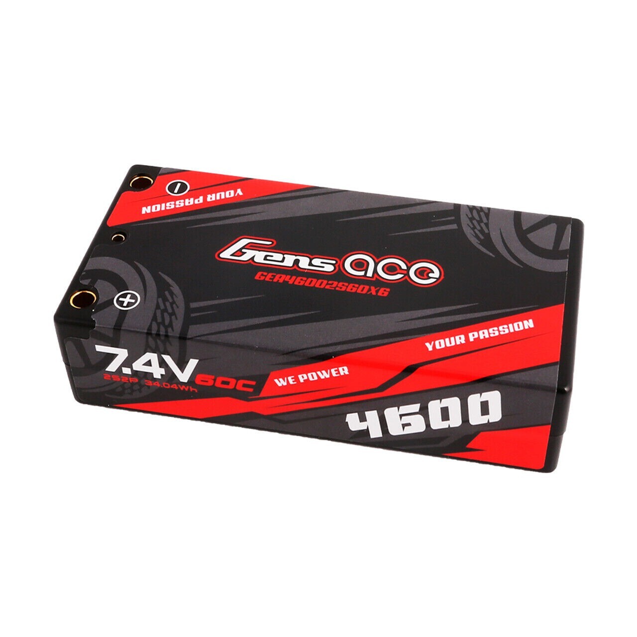 2x Gens Ace 4600mAh 7.4V 60C 2S Lipo Battery HardCase Shorty For RC Car Truck US