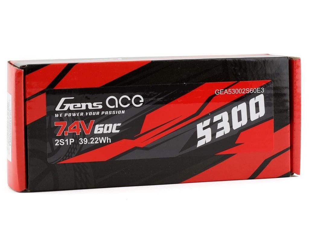 Gens Ace 2S LiPo Battery 60C 7.4v / 5300mAh EC3 RC Remote Control Car Battery