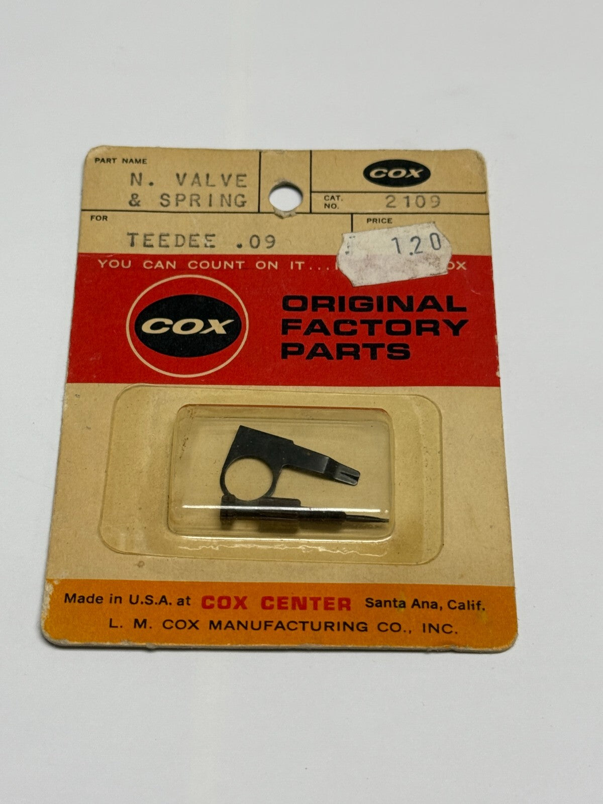 Vintage COX Tee Dee Teedee .09 Needle Valve and Spring 2109