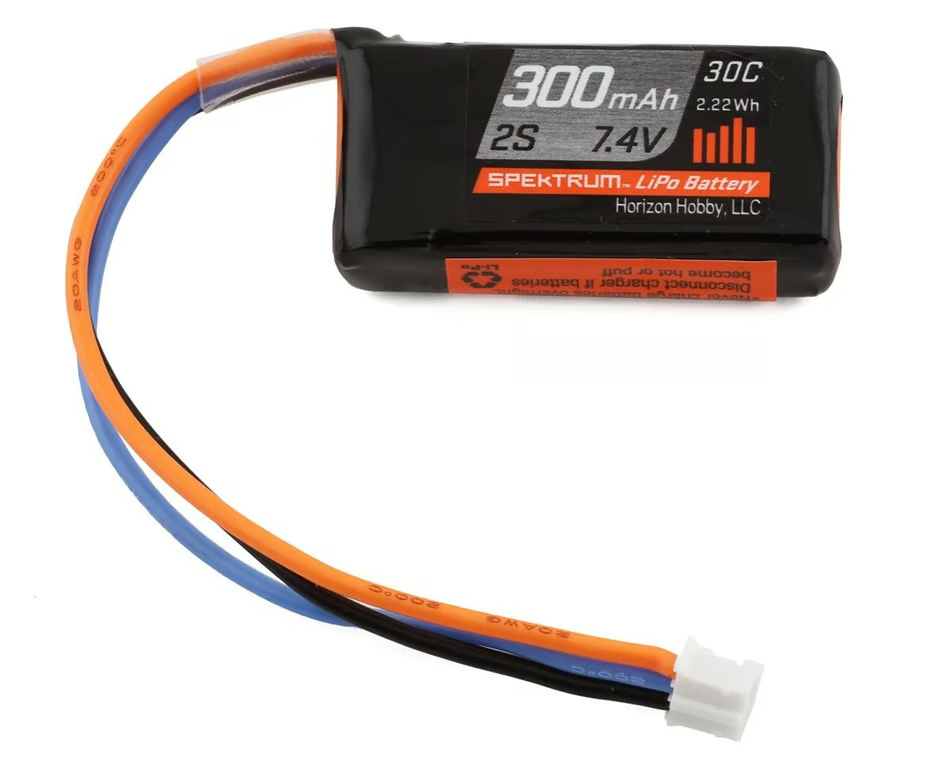 Spektrum 300mAh 2S 7.4V 30C LiPo RC Battery UMX PH Connector SPMX3002S30