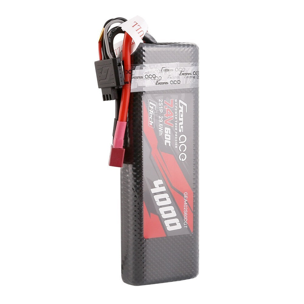 Gens Ace 4000mAh 2S 60C 7.4V HardCase G-tech Lipo Battery Pack With Deans Plug