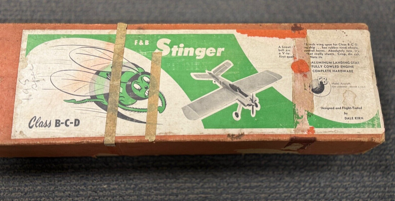 Vintage Rare Carl Goldberg Stinger Control Line CL Balsa Model Airplane Kit