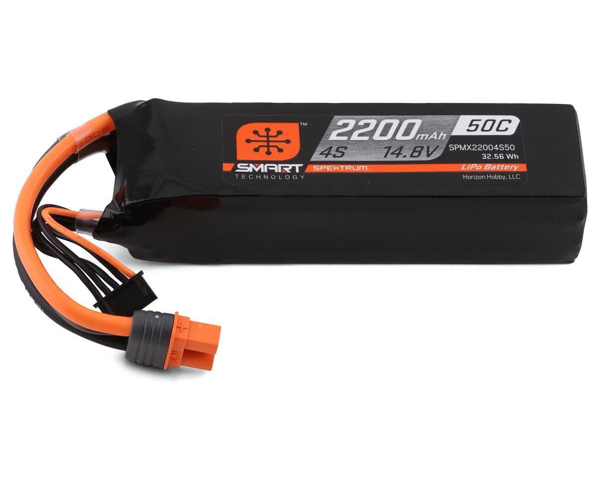Spektrum RC 4S 14.8V 2200mAh Smart LiPo 50C Battery Pack IC3 Plug SPMX22004S50