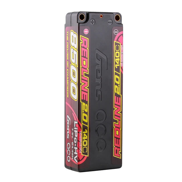 2x Gens Ace 8500mAh 2S 7.6V 140C HardCase Redline 2.0 Lipo Battery 5mm Bullet