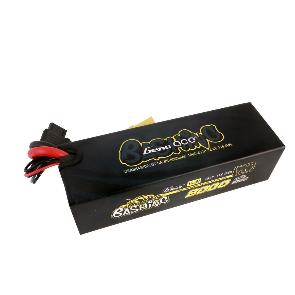2x Gens Ace 4S 8000mah 100C 14.8v Bashing Pro G-tech Lipo Battery Pack EC5 Plug