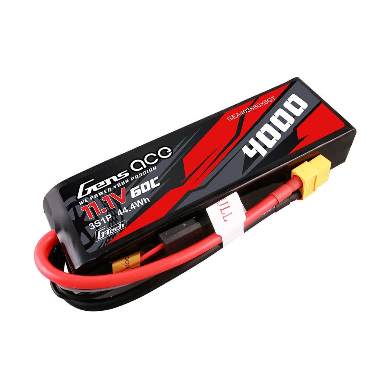 Gens Ace 4000mAh 3S 60C 11.1V GTech Lipo RC Car Battery Pack with XT60 Plug