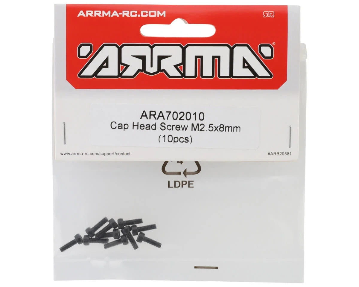 ARRMA Cap Head Screw M2.5x8mm 10pcs ARA702010 Granite Typhon Mojave GROM