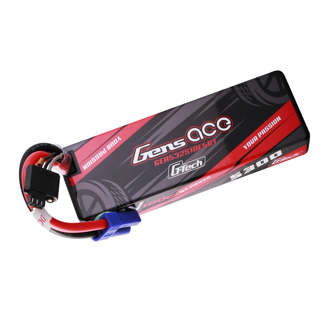 Gens Ace 5300mAh 2S 100C 7.4V HardCase G-Tech GTec Lipo Battery w/ EC5 Plug