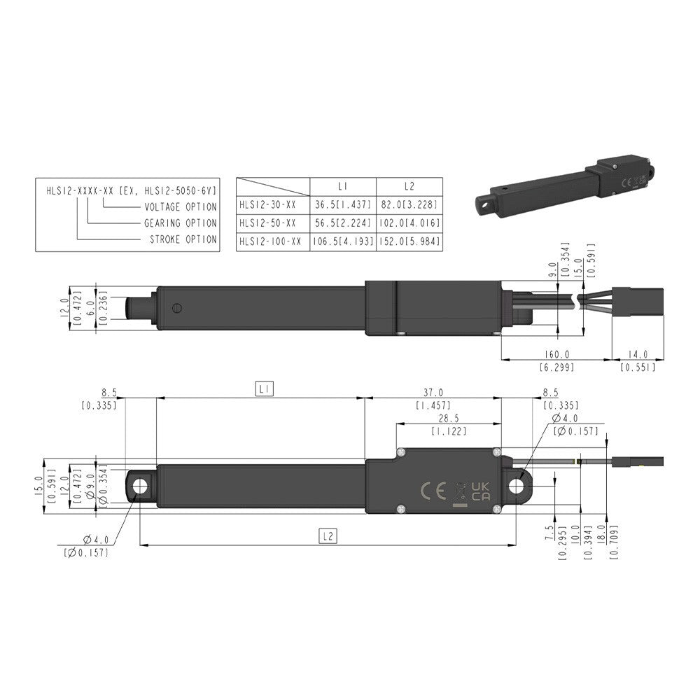 Hitec HLS12-10050-6V 100mm Stroke 50:1 Gear 5mm Lead Linear Servo