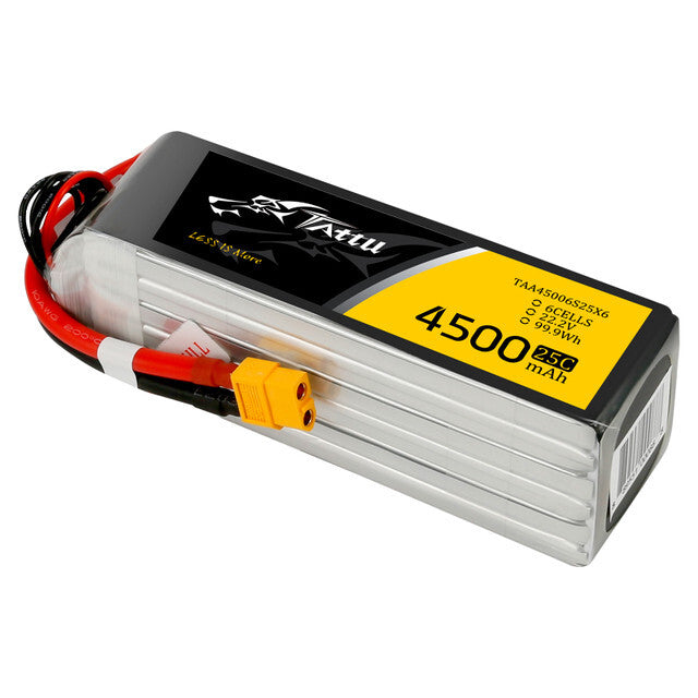 Tattu 22.2V 25C 6S 4500mAh Lipo Battery XT60 Plug For 600 size RC Helicopter Jet