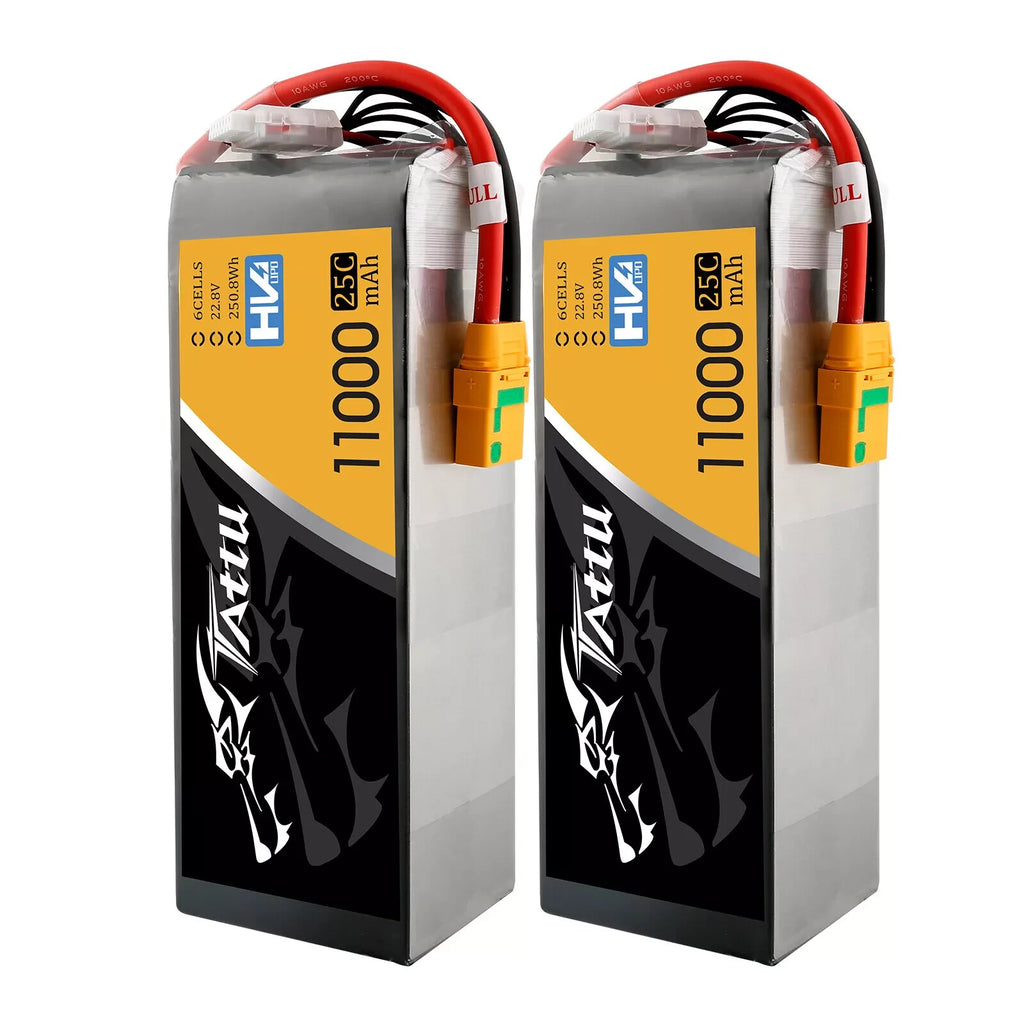 2x Tattu G-Tech 6S 11000mAh 22.8V 25C Lipo Battery With XT90-S XT90 Plug For UAV