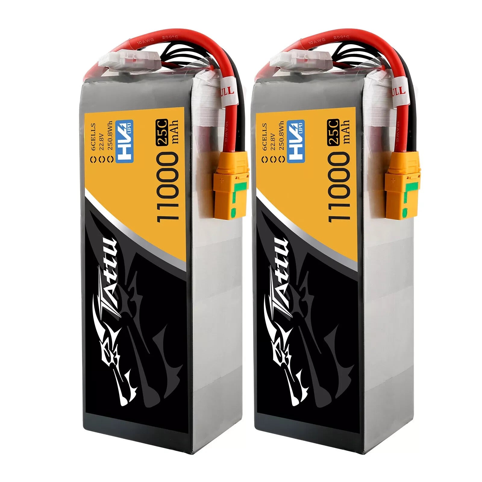 2x Tattu G-Tech 6S 11000mAh 22.8V 25C Lipo Battery With XT90-S XT90 Plug For UAV