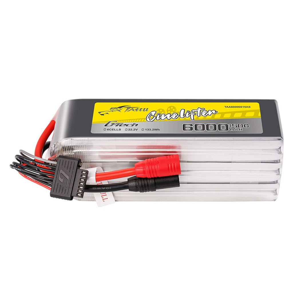 Tattu GTech 6000mAh 6S 22.2v 150C Lipo Battery Pack w/ AS150 Plug Cinelifter X8