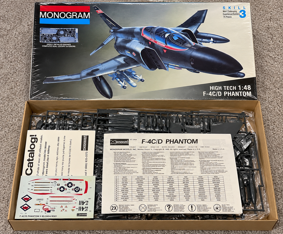 Vintage Monogram 1/48 F4 F-4 F-4C/D Phantom HIgh Tech Model Kit 5454
