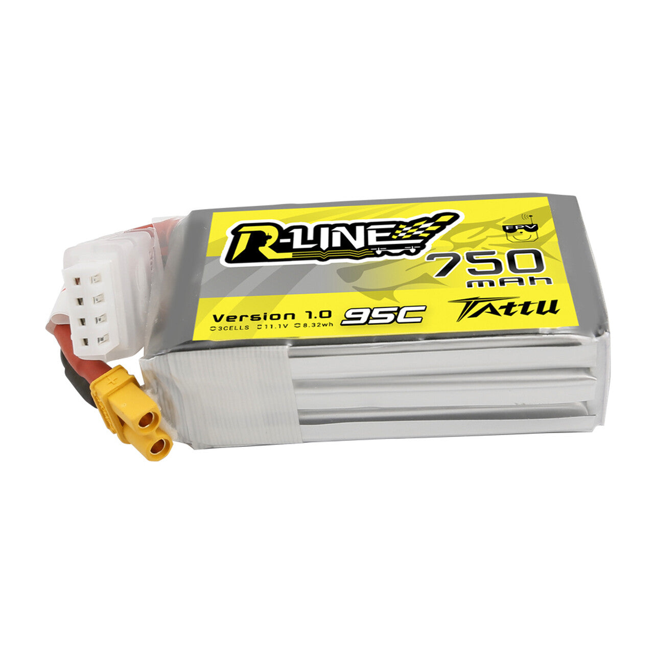 6x Tattu R-Line 11.1v 3s 750mah 95c Racing Quad Drone Lipo Battery XT30