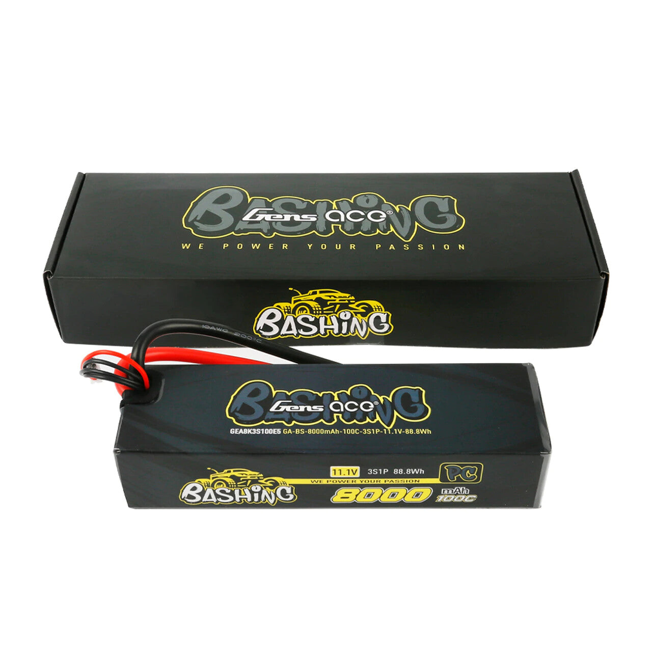 2x Gens Ace Bashing Pro 11.1V 100C 3S 8000mah Lipo Battery W/ EC5 Plug For ARRMA