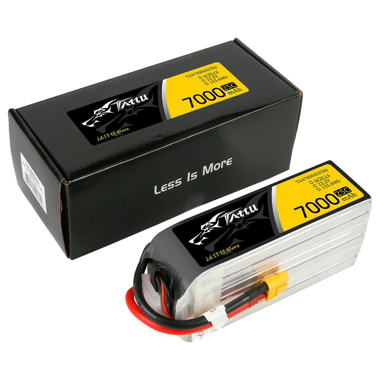 Tattu 25C 22.2V 6S 7000mAh Lipo RC Drone Airplane Battery Pack With XT60 Plug