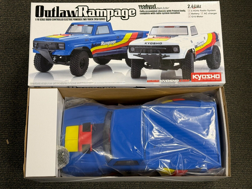 Kyosho 1/10 Electric Outlaw Rampage 2wd Truck Blue Ready Set KYO34361T2