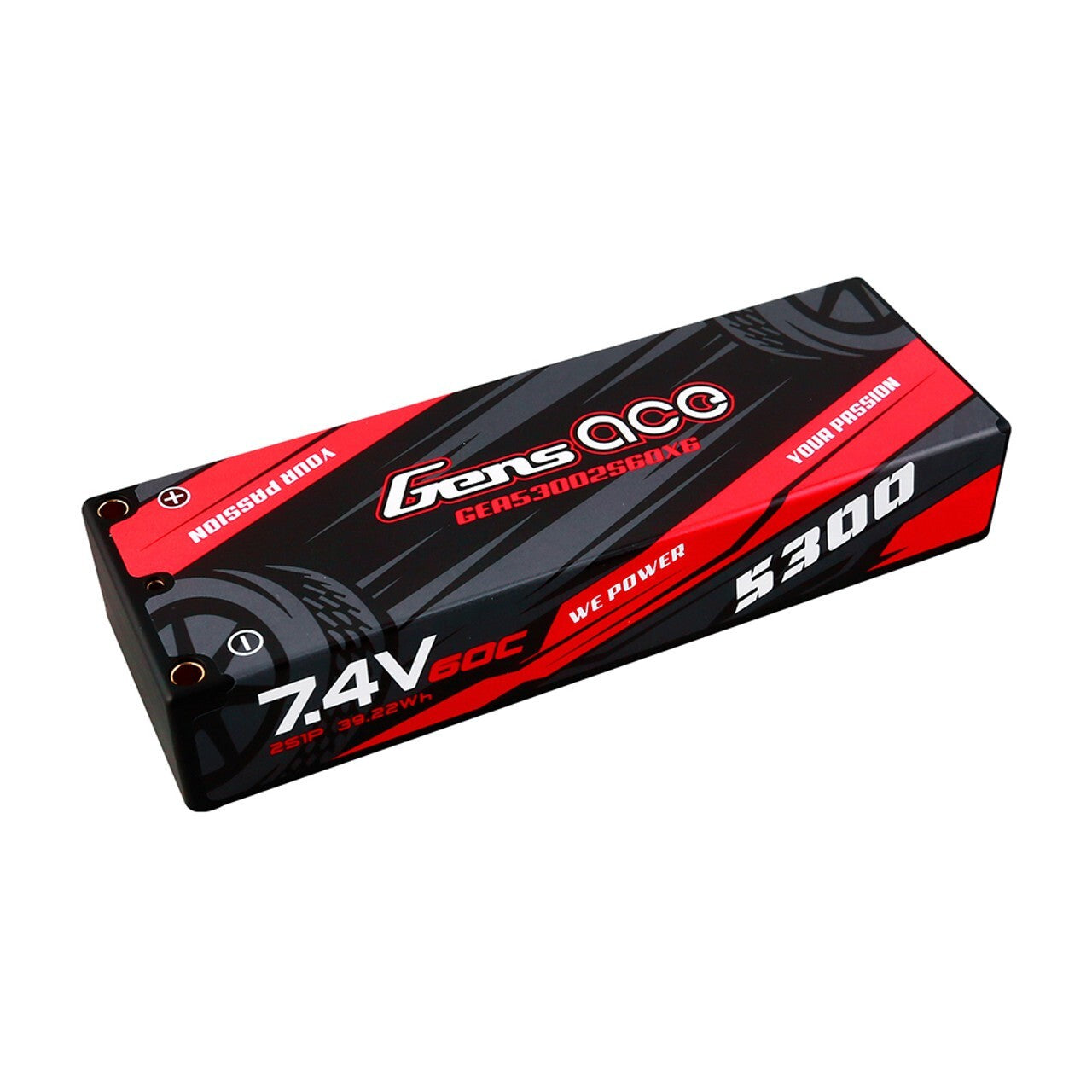 Gens Ace 5300mAh 7.4V 60C 2S HardCase Lipo Battery Pack With XT60 Plug : Slash