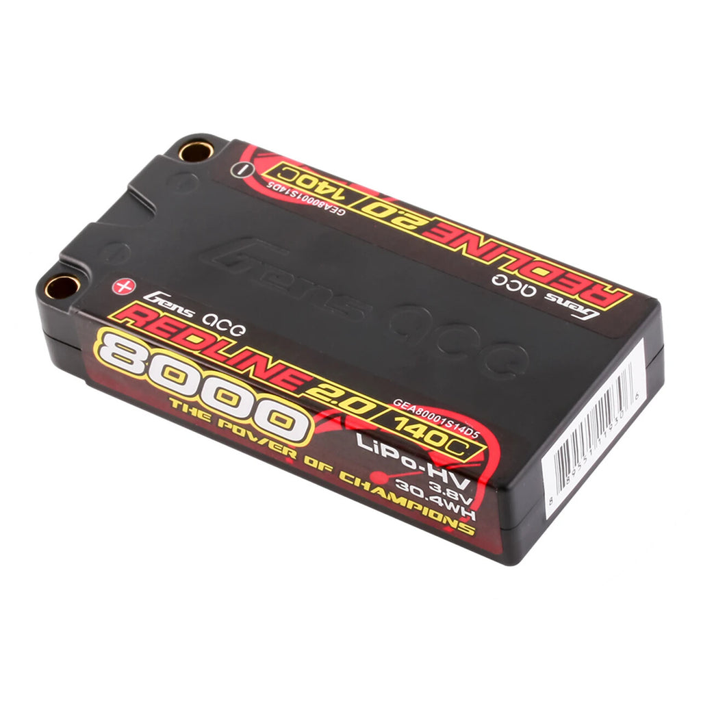 Gens Ace Redline 8000mAh 3.8V 140C 1S HardCase HV Lipo RC Car Battery For 1:8