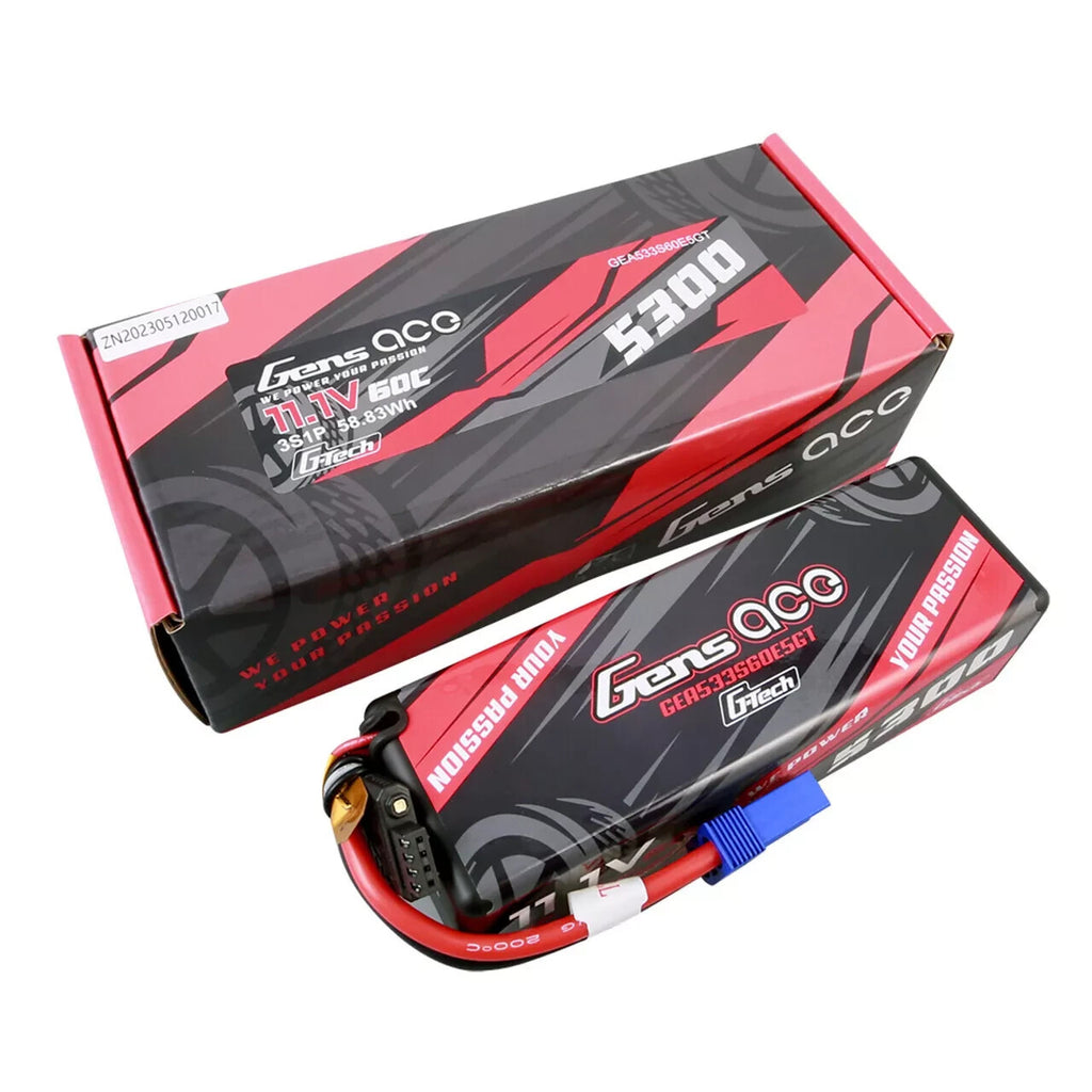 Gens Ace 5300mAh 11.1V 60C 3S HardCase RC Car / Truck Lipo Battery w/ EC5 Plug