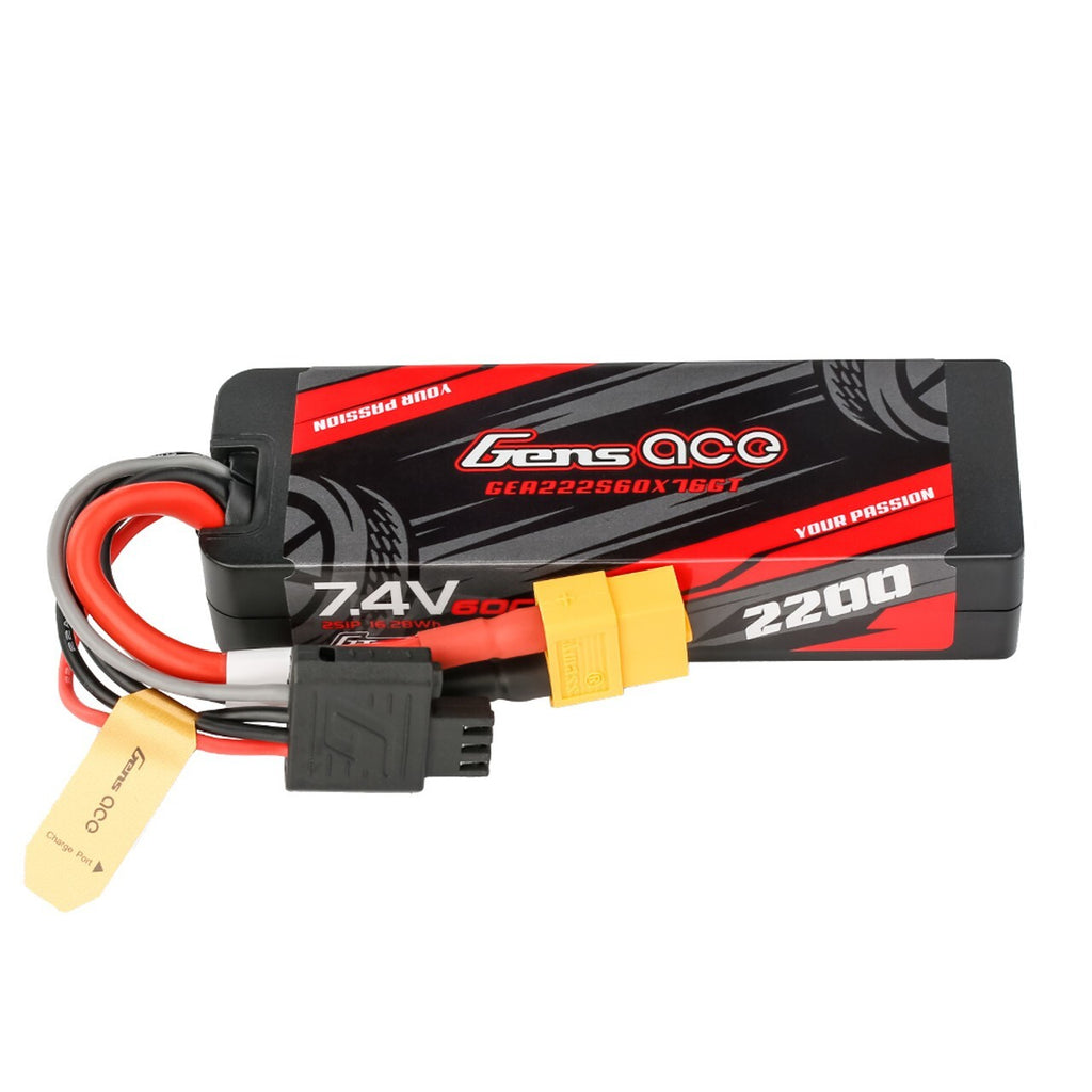 Gens ace 2200mAh 2S 60C 7.4V HardCase Gtech Lipo Battery Pack with XT60 Plug