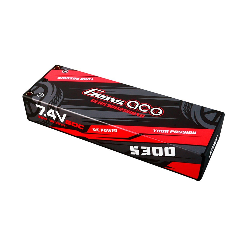 Gens Ace 5300mAh 7.4V 60C 2S HardCase Lipo Battery Pack With XT60 Plug : Slash