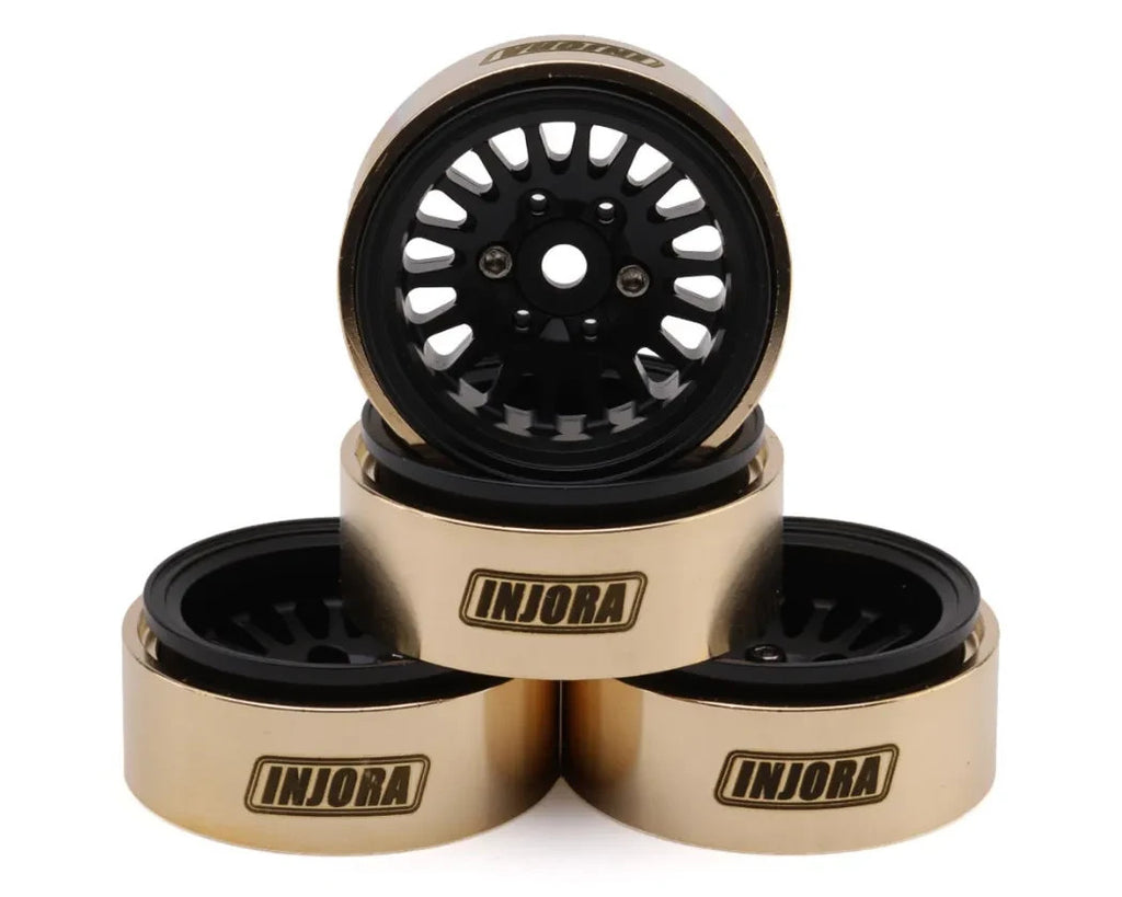 INJORA YQW-1109BK 1.0 Plus Brass Beadlock Wheels -3.75mm Offset TRX4M SCX24