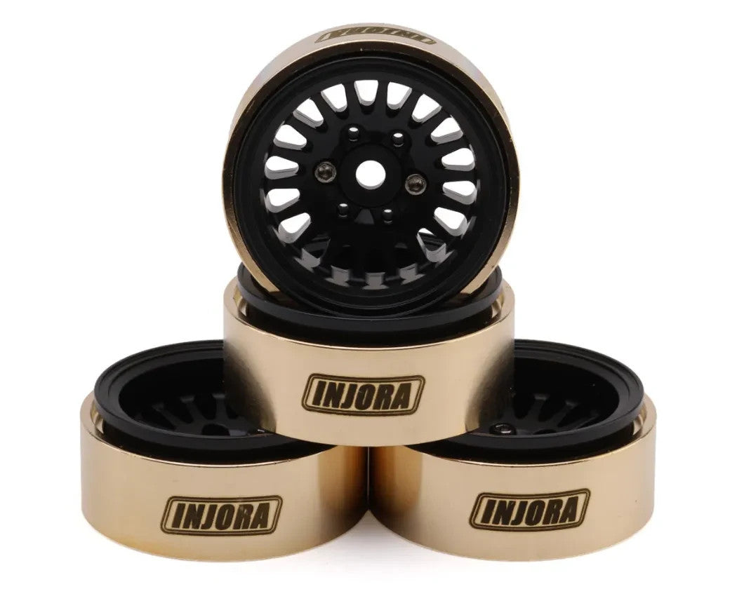 INJORA YQW-1109BK 1.0 Plus Brass Beadlock Wheels -3.75mm Offset TRX4M SCX24