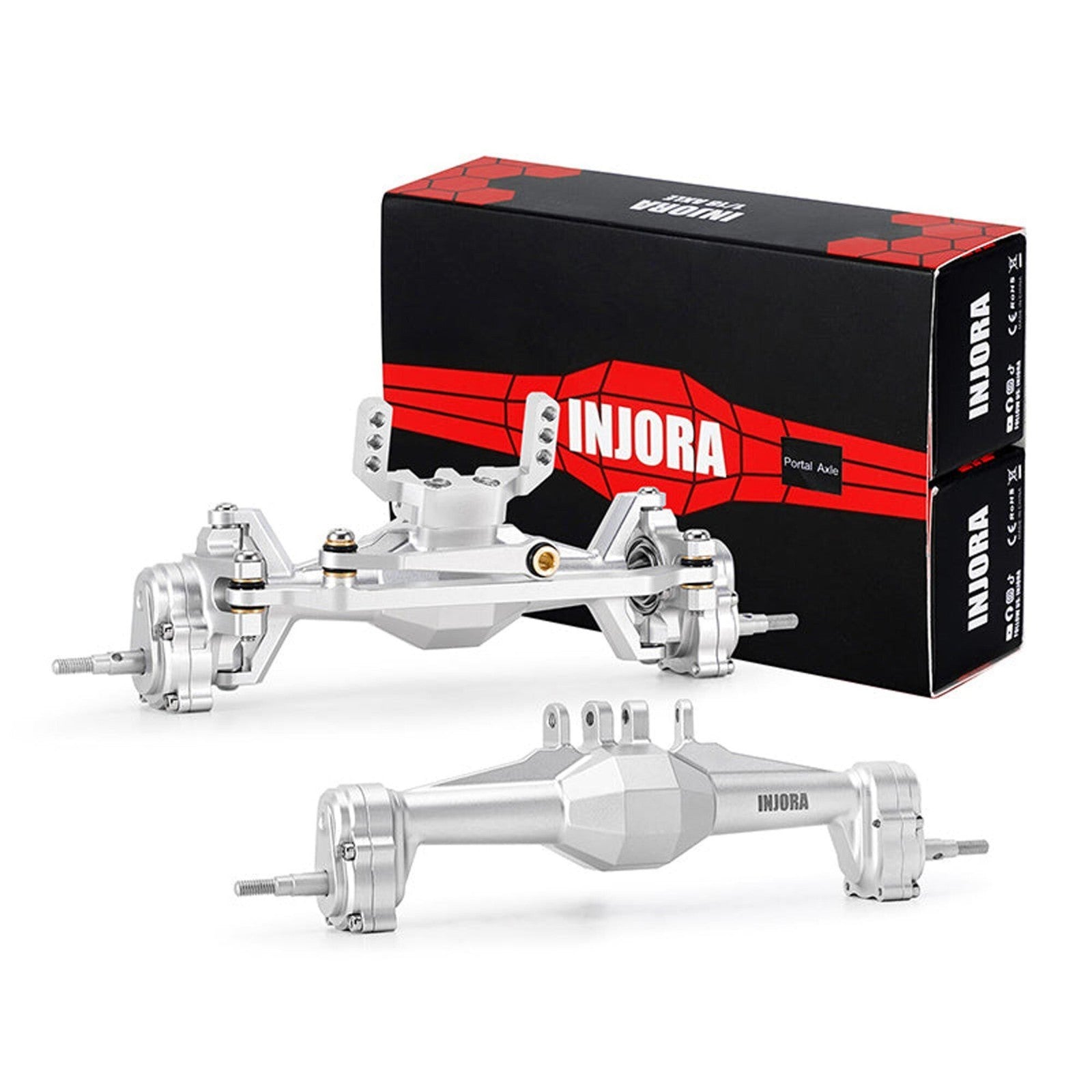 INJORA 4M-104SRFR +5mm Diamond Portal Axles Lay Down Servo TRX-4M Silver