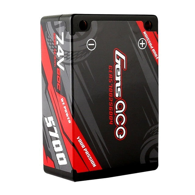 Gens Ace 5700mAh 7.4V 60C 2S HardCase Lipo Battery Pack With 4.0mm Bullet