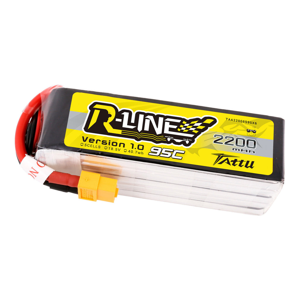 2X Tattu R-Line 2200mAh 95C 18.5V 5S Lipo Battery XT60 For FPV Drone Racing