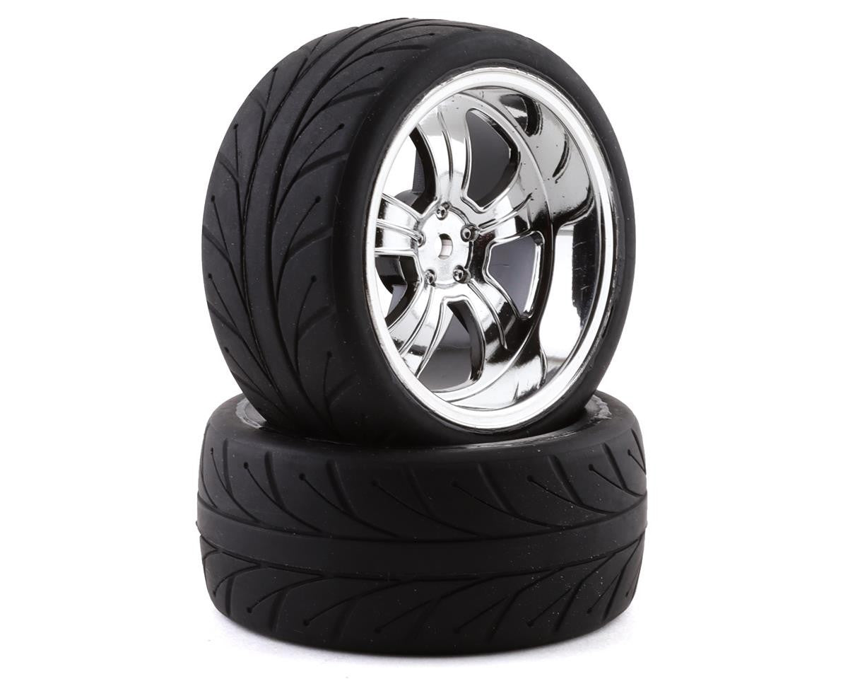 LOS43039 Losi 54x30mm Pre-Mounted Rear Tires w/5-Spoke Wheels (Chrome) (2) V100