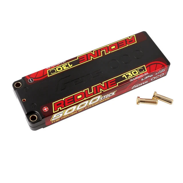 Gens ace 5000mAh 2S 7.4V 130C HardCase Redline Series Lipo Battery with 5.0m