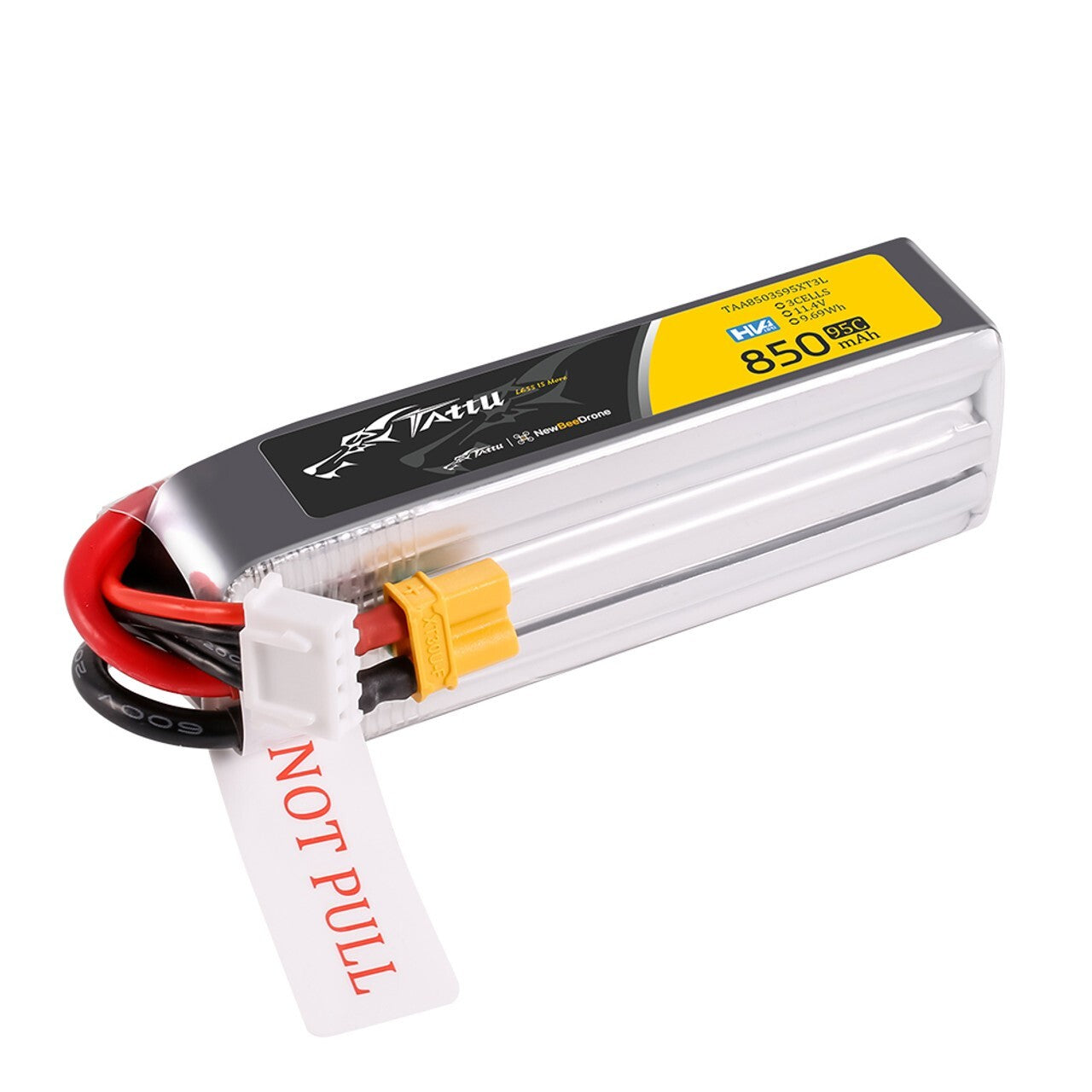 Tattu 850mAh 3S 95C 11.4V HV Lipo RC Drone Battery Long Pack with XT30 Plug
