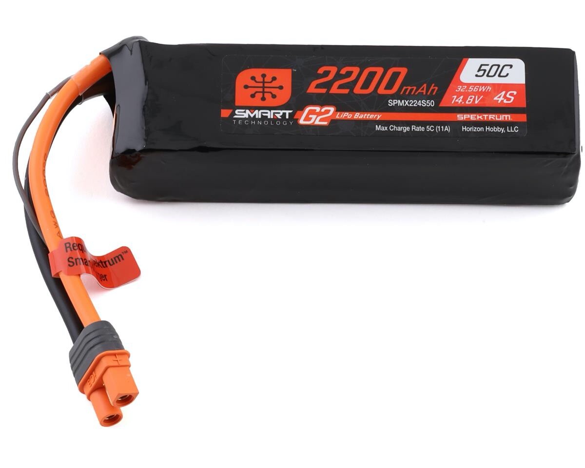Spektrum RC 4S Smart G2 LiPo 50C Battery Pack 14.8V 2200mAh w/ IC3 Connector